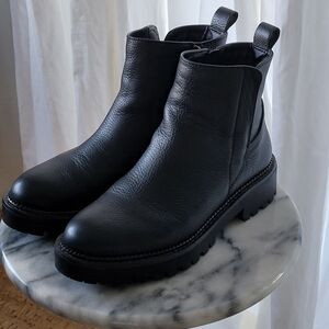 Nordstrom Black Leather Women's Chelsea Lug Sole Boot